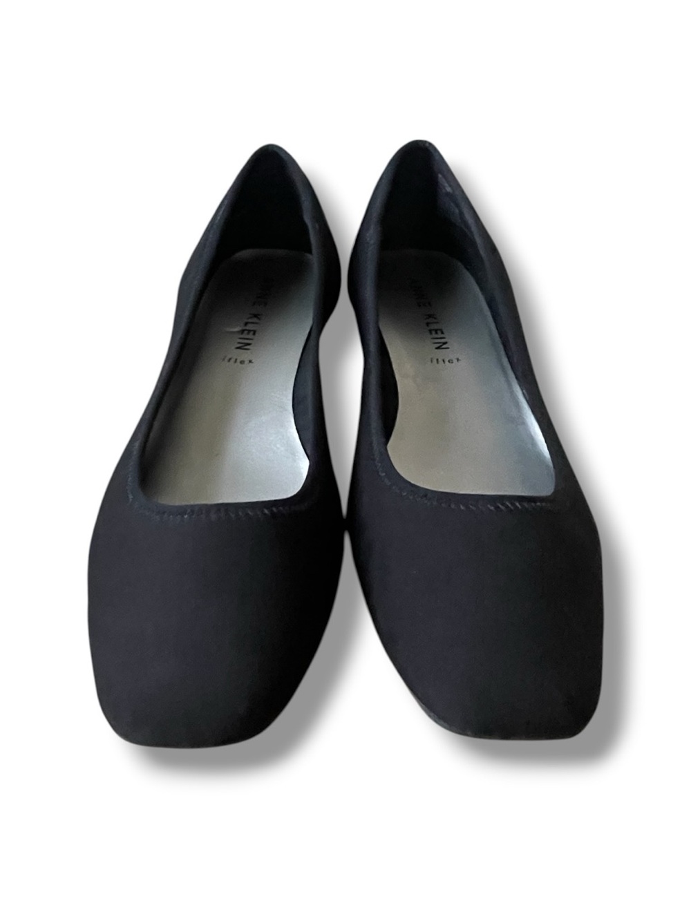 Anne Klein iFlex Black Square Toe Comfort Wedge Flats Slip On Shoes Women’s 11M